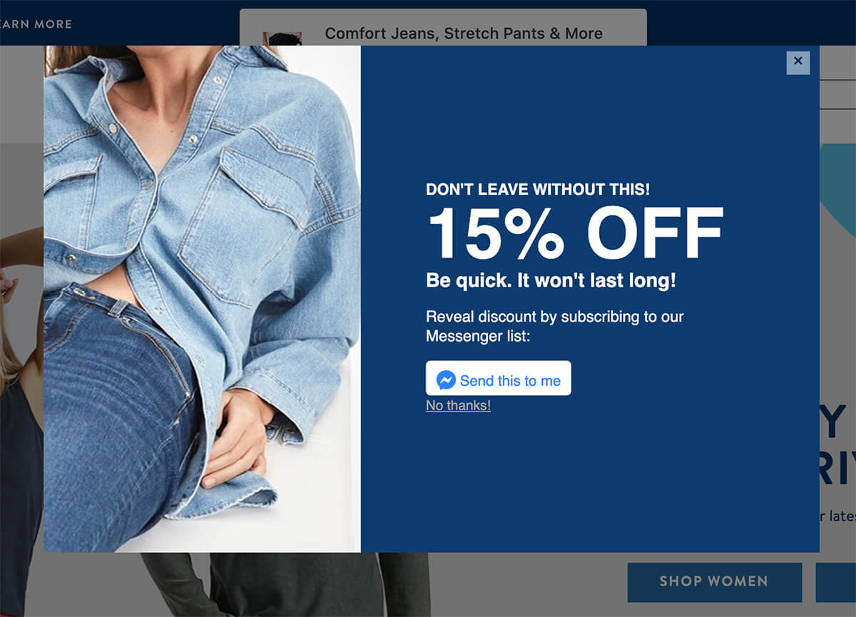 Email sign up form example - Mavi Jeans